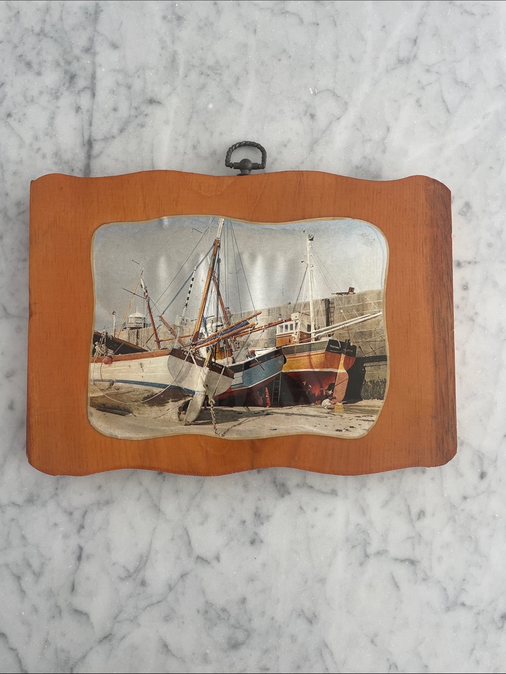 Vintage 1980’s Wood-Framed Nautical Wall Plaque